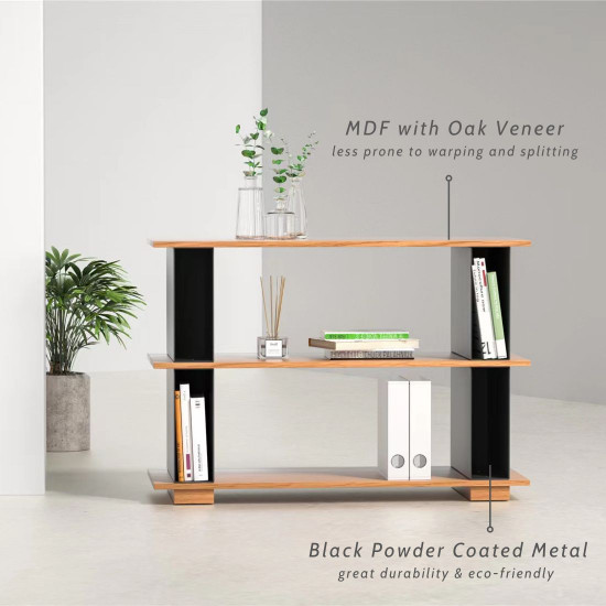 VIGGO Metal Shelf 3 layers, Oak, H100 [SALE]