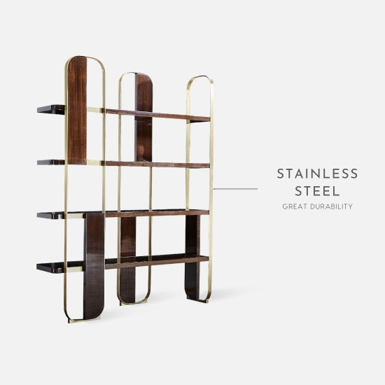 STORA Stainless steel bookshelf, L152