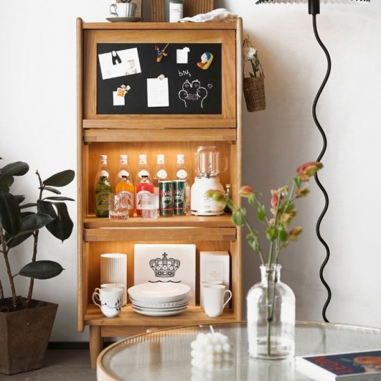 NADINE Glass Cabinet W60, Cherry Wood NADINE Glass Cabinet W60, Cherry Wood