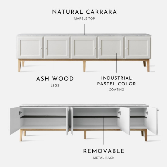 MABURU TV stand L200, White MABURU TV stand L200, White