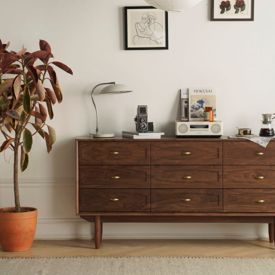 NADINE Chest of 9 Drawers, L160, Natural Walnut NADINE Chest of 9 Drawers, L160, Natural Walnut