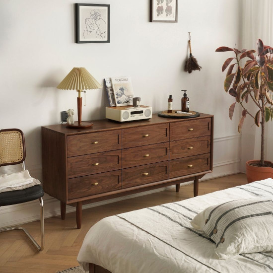 NADINE Chest of 9 Drawers, L160, Natural Walnut NADINE Chest of 9 Drawers, L160, Natural Walnut