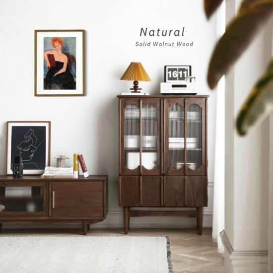 NADINE Vintage bookshelf, H128, Natural Walnut NADINE Vintage bookshelf, H128, Natural Walnut