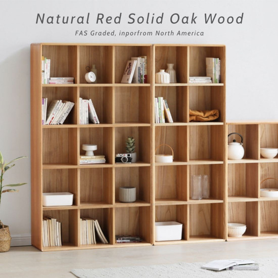 ELGIN Square Bookshelf, no door, Oak, 2*3