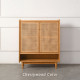 DOLCH Rattan Shoe Cabinet, Oak/Cherrywood