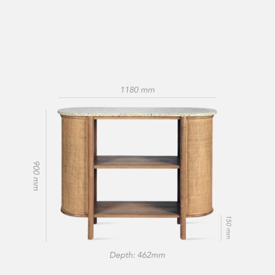 OAKI Rattan Sideboard with Terrazzo Top, Walnut Brown OAKI Rattan Sideboard with Terrazzo Top, Walnut Brown