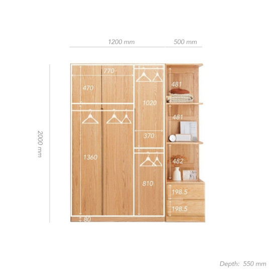 KIKO Wardrobe, 3 doors, L120 [Last One Display] 