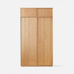 DOLCH Wardrobe with sliding doors, with top cabinet, L120