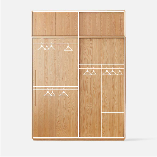 DOLCH Wardrobe with sliding doors, with top cabinet, L140-180 DOLCH Wardrobe with sliding doors, with top cabinet, L140-180