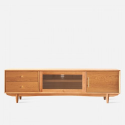 [SALE] NADINE TV Cabinet Single Glass, Cherry Wood L180