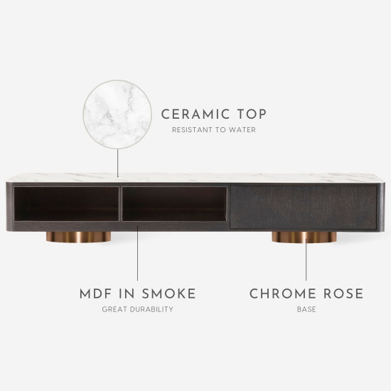 NOVA Ceramic Top TV cabinet, Black L200 NOVA Ceramic Top TV cabinet, Black L200