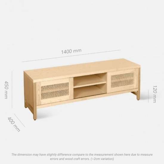SEN RATTAN TV Cabinet, Natural Ash, L140 SEN RATTAN TV Cabinet, Natural Ash, L140