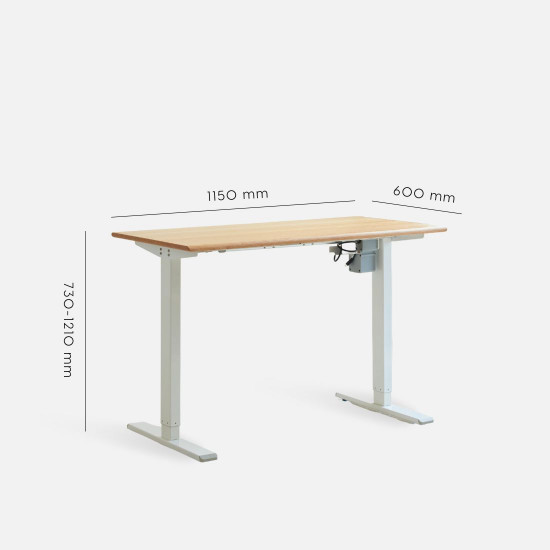 RENZ Adjustable Work Desk, Black Legs, L115, L135