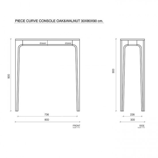 PIECE CURVE Console - Natural Walnut L120 [DISPLAY]