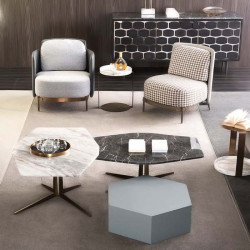 Polygon Marble Coffee Table, White