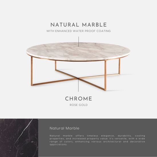 NOVA Natural Marble Coffee Table, Grey