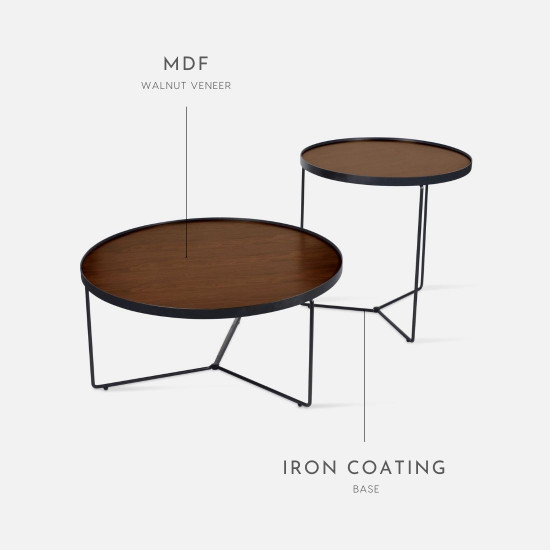 NOVA MDF Walnut veneer Coffee Table D50 [Only 3 Left]