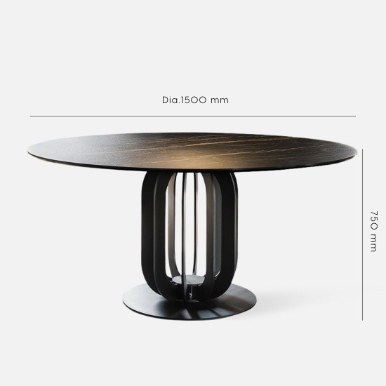 LEXI Black Sintered Stone Round Table D135 D150