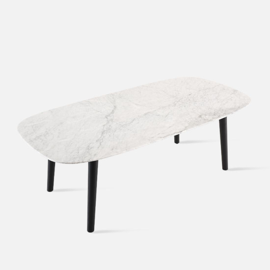 NOVA Marble Table V2, White, L160, Walnut leg [In-stock]