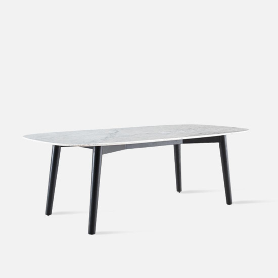 NOVA Marble Table V2, White, L160, Walnut leg [In-stock]