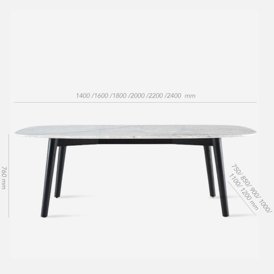 NOVA Marble Table V2, White, L160, Walnut leg [In-stock]