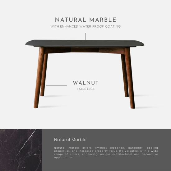 NOVA Marble Table V2, Dark Grey, L140 - L240 NOVA Marble Table V2, Dark Grey, L140 - L240