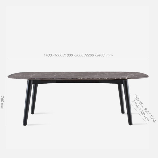 NOVA Marble Table V2, Dark Grey, L140 - L240