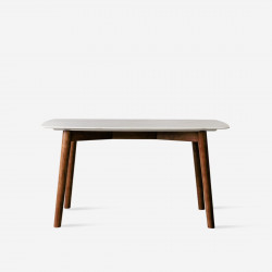 NOVA Marble Table V2, White, L140, L160, Walnut leg [In-stock]