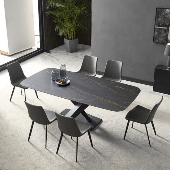 WILLOW Sintered Stone Table, L130-220, Snow white WILLOW Sintered Stone Table, L130-220, Snow white