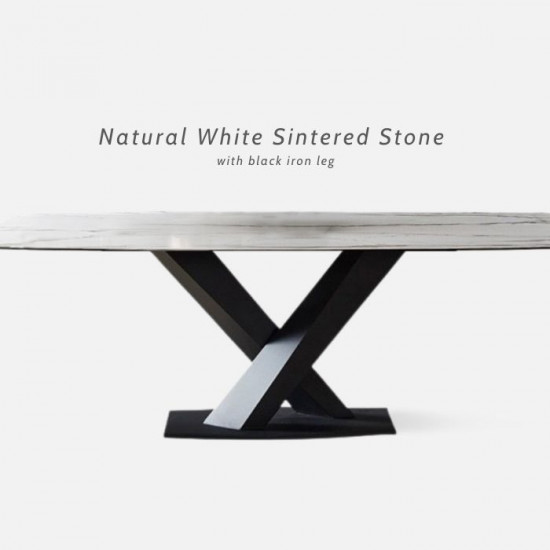 WILLOW Sintered Stone Table, L130-220, Black