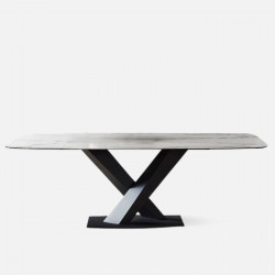 WILLOW White Sintered Stone Table, L130-180