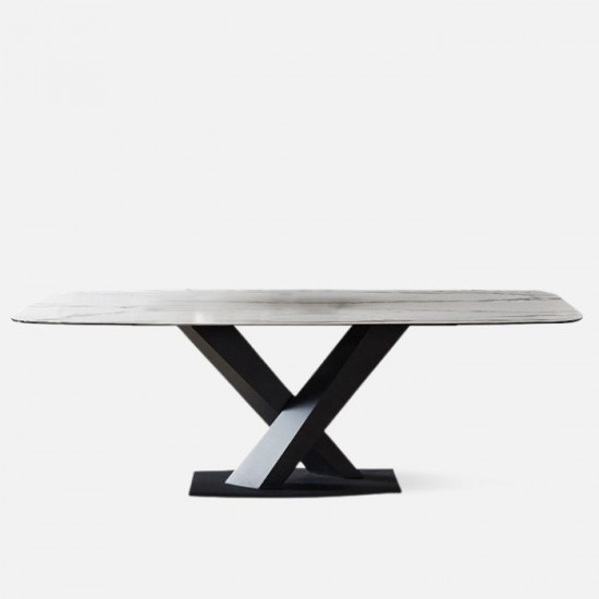 WILLOW Sintered Stone Table, L130-220, Snow white