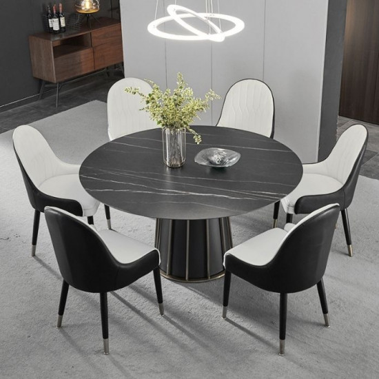 WILLOW Black Sintered Stone Round Table, D120-160