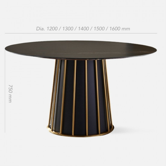 WILLOW Black Sintered Stone Round Table, D120-160