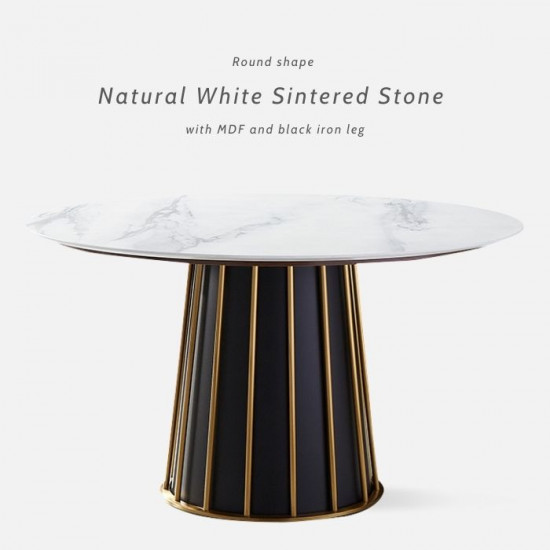 WILLOW White Sintered Stone Round Table, D120-160