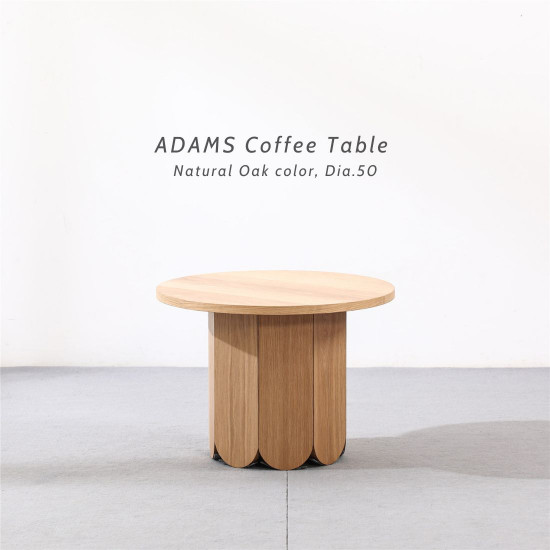 ADAMS Coffee Round Table, Oak, D50