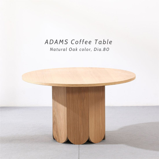 ADAMS Coffee Round Table, Oak, D80