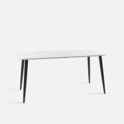 IND Dining Table, metal leg, L120, Sintered Stone Snow White [In-stock]