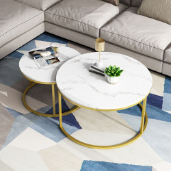 [SALE] Marble Round Coffee Table SET