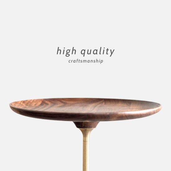 ONE Side Table, Natural walnut with brass