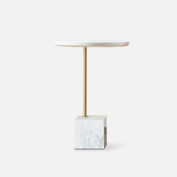 Marble based side table, White