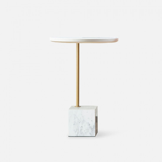 Marble based side table, White Marble based side table, White