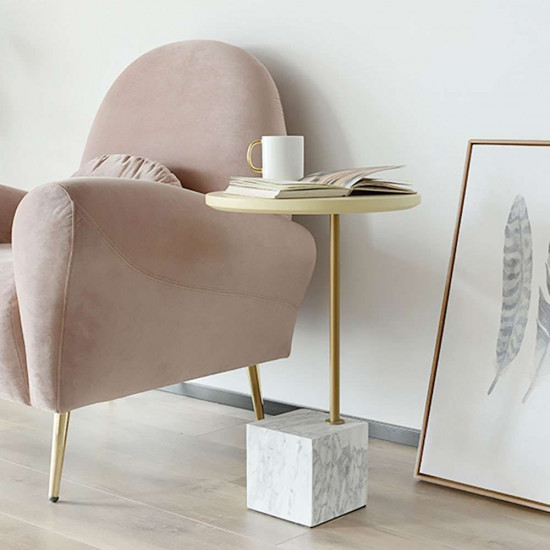 Marble based side table, White Marble based side table, White