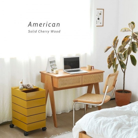 NADINE Rattan Workdesk, L90, Cherrywood (Last One) NADINE Rattan Workdesk, L90, Cherrywood (Last One)