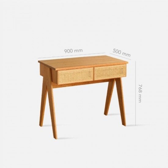 NADINE Rattan Workdesk, L90, Cherrywood  (Last One)