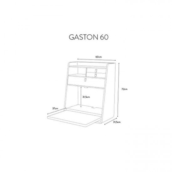 Wall Secretary Desk Gaston Walnut 60 - Slate Grey Wall Secretary Desk Gaston Walnut 60 - Slate Grey
