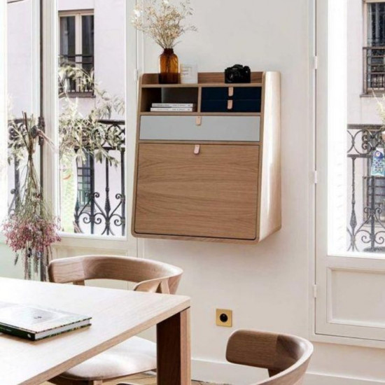 Wall Secretary Desk Gaston Walnut 60 - Slate Grey Wall Secretary Desk Gaston Walnut 60 - Slate Grey