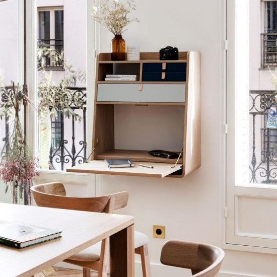 Wall Secretary Desk Gaston Walnut 60 - Slate Grey Wall Secretary Desk Gaston Walnut 60 - Slate Grey